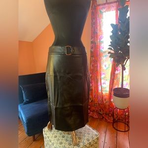 Knee length, pleather, pencil skirt
